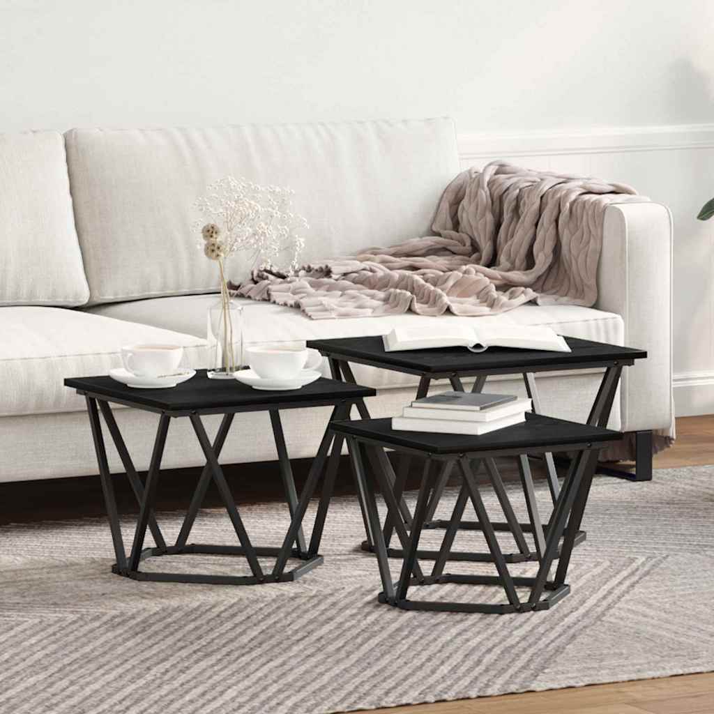 Masă de cafea 3 pcs Stejar negru 50 x 50 x 40 cm GartenMobel Dekor