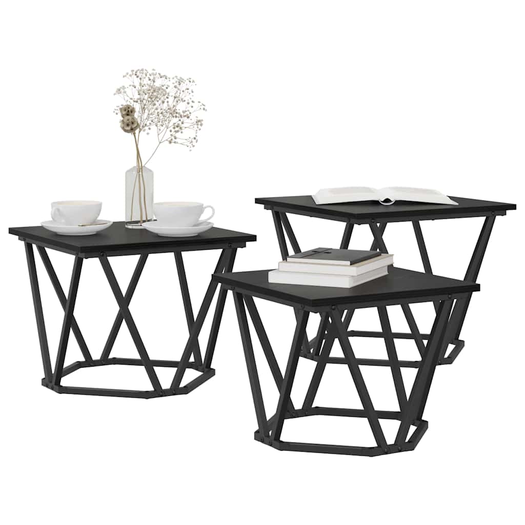 Masă de cafea 3 pcs Stejar negru 50 x 50 x 40 cm GartenMobel Dekor