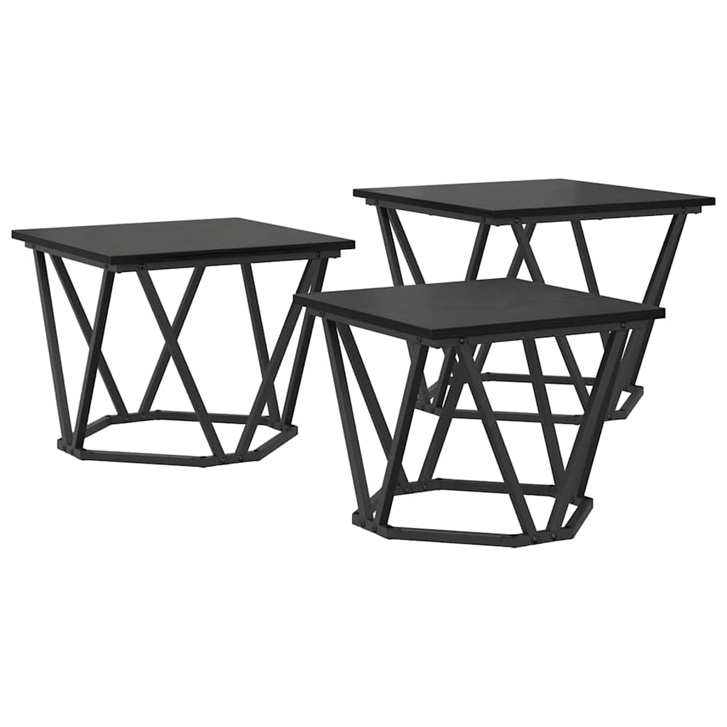 Masă de cafea 3 pcs Stejar negru 50 x 50 x 40 cm GartenMobel Dekor