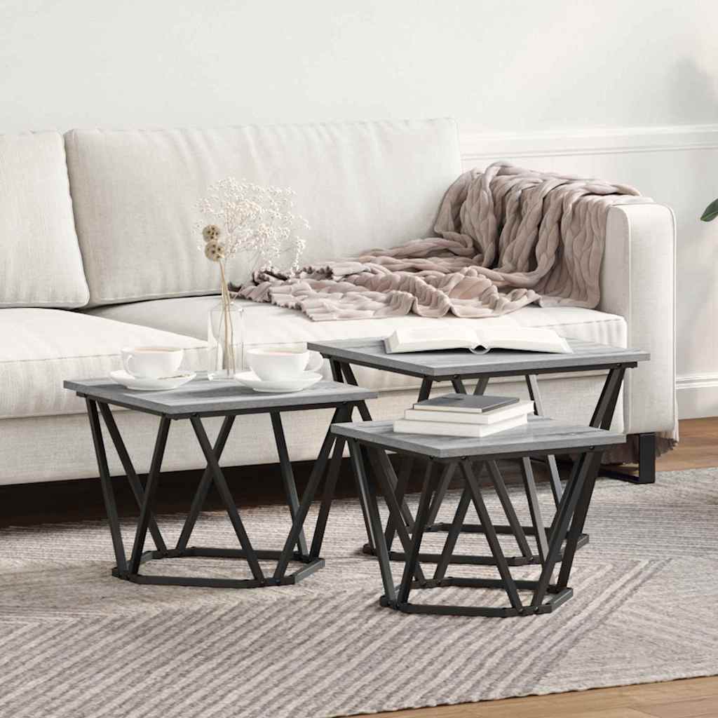 Masă de cafea 3 pcs sonoma gri 50 x 50 x 40 cm GartenMobel Dekor
