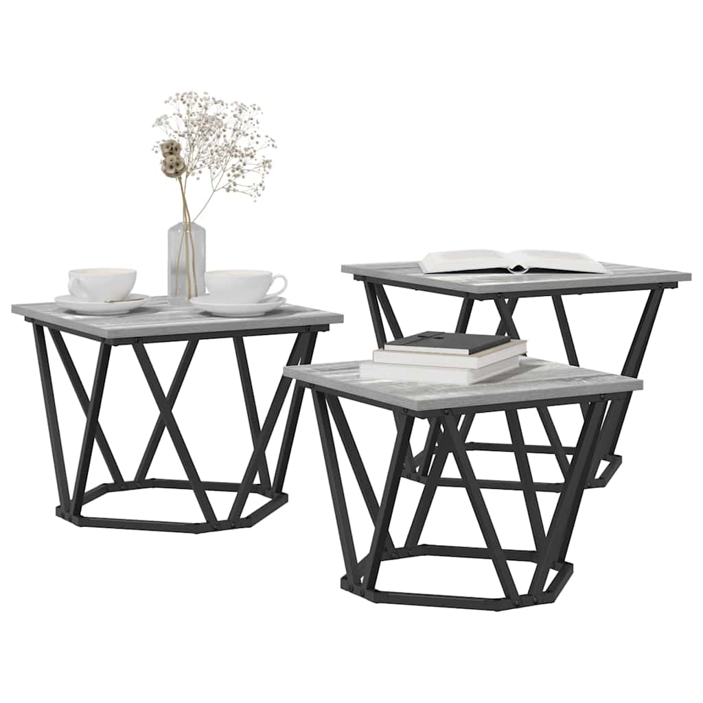 Masă de cafea 3 pcs sonoma gri 50 x 50 x 40 cm GartenMobel Dekor