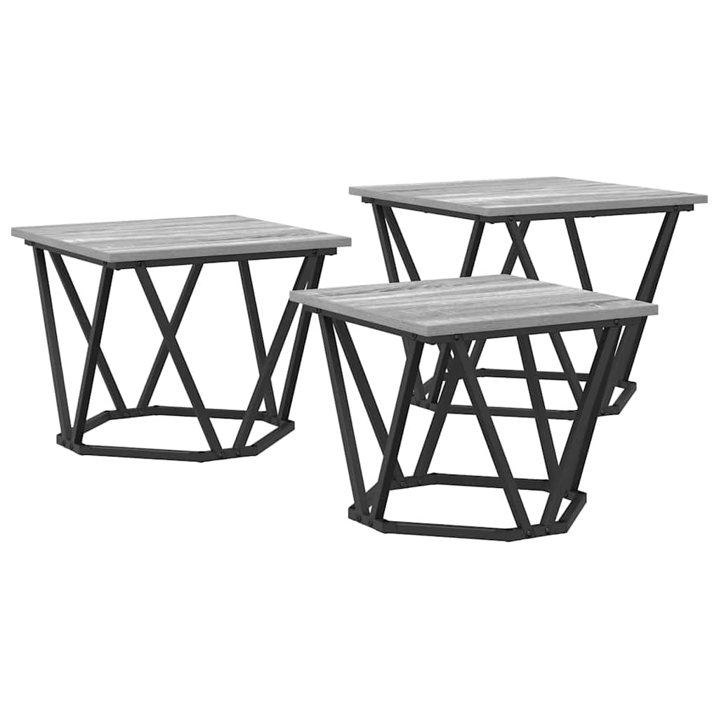 Masă de cafea 3 pcs sonoma gri 50 x 50 x 40 cm GartenMobel Dekor