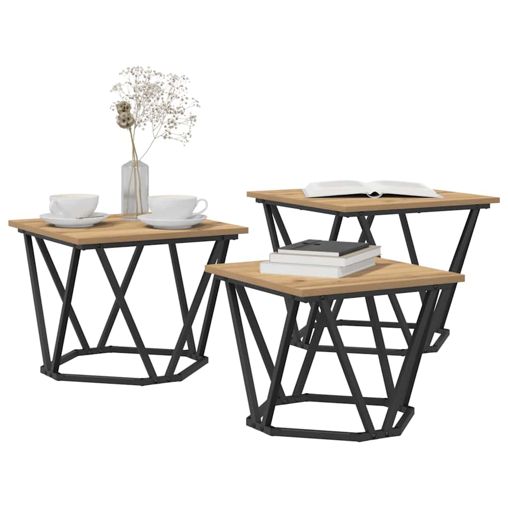 Masă de cafea 3 pcs stejar artizanal 50 x 50 x 40 cm GartenMobel Dekor