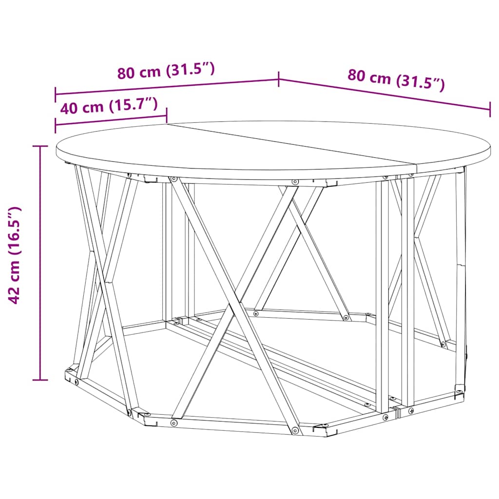 Masă de cafea Stejar afumat 80 x 80 x 42 cm GartenMobel Dekor