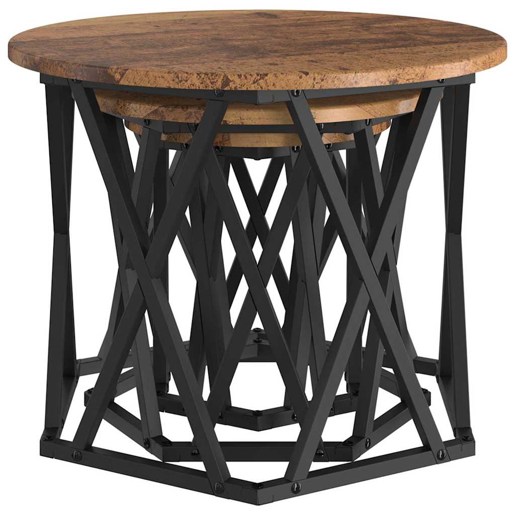 Masă laterală nesting 3 pcs Lemn vechi 53 x 53 x 40 cm GartenMobel Dekor