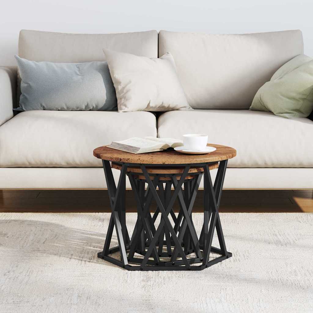 Masă laterală nesting 3 pcs Lemn vechi 53 x 53 x 40 cm GartenMobel Dekor