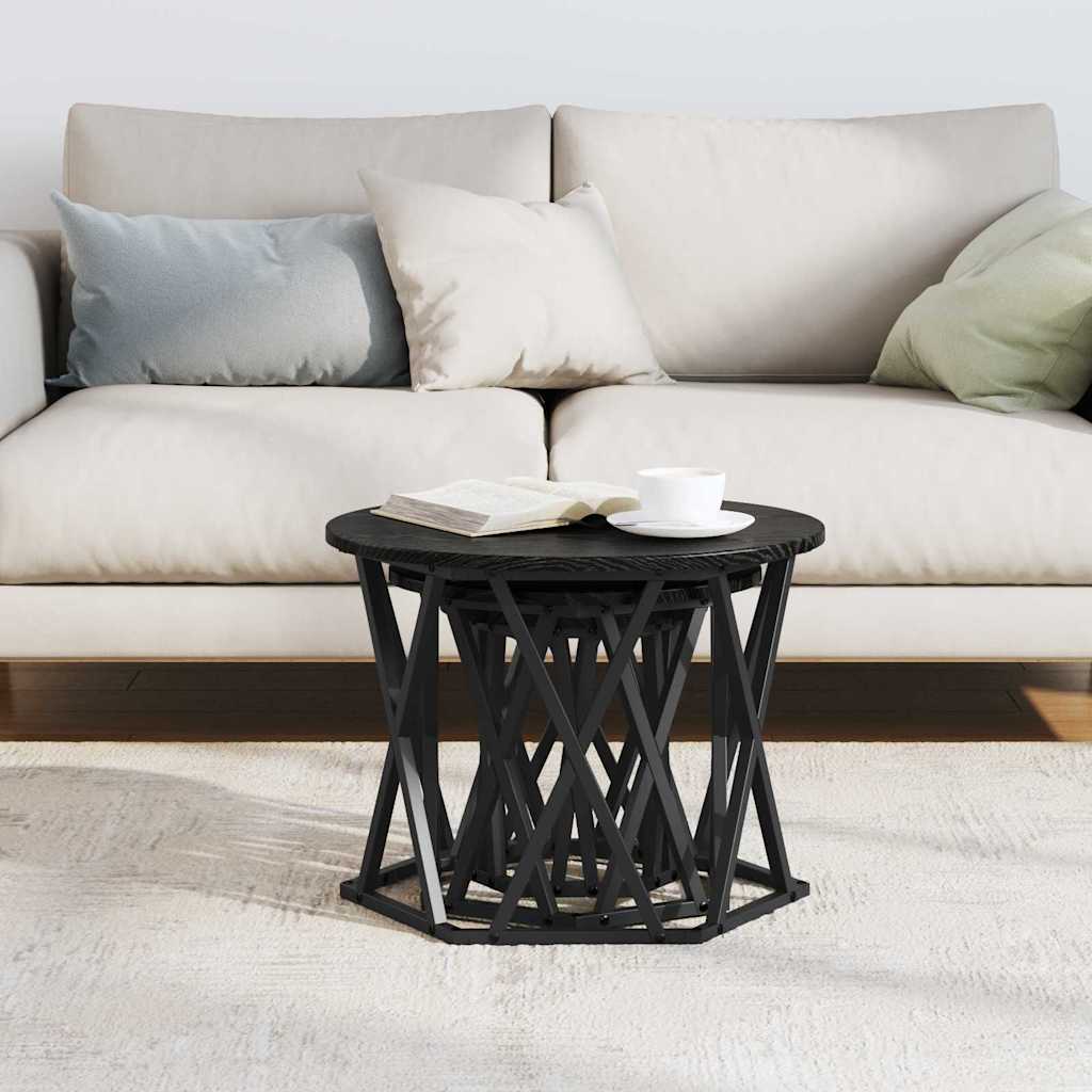 Masă laterală nesting 3 pcs Stejar negru 53 x 53 x 40 cm GartenMobel Dekor