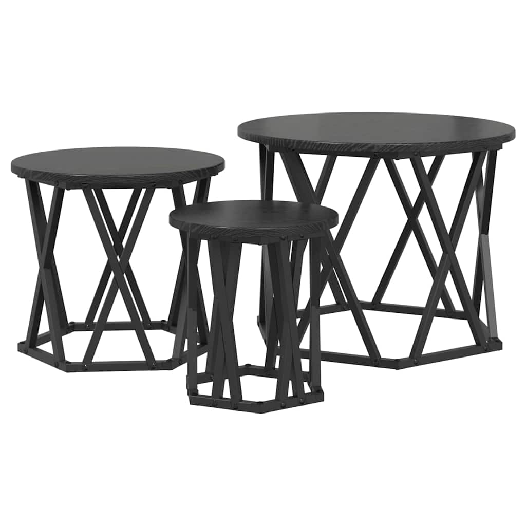 Masă laterală nesting 3 pcs Stejar negru 53 x 53 x 40 cm GartenMobel Dekor