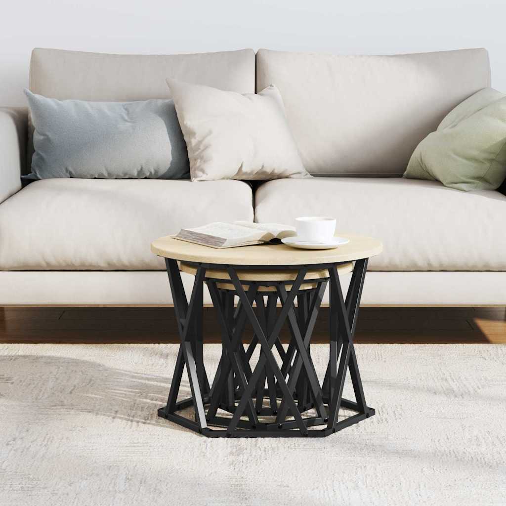 Masă laterală nesting 3 pcs Stejar sonoma 53 x 53 x 40 cm GartenMobel Dekor