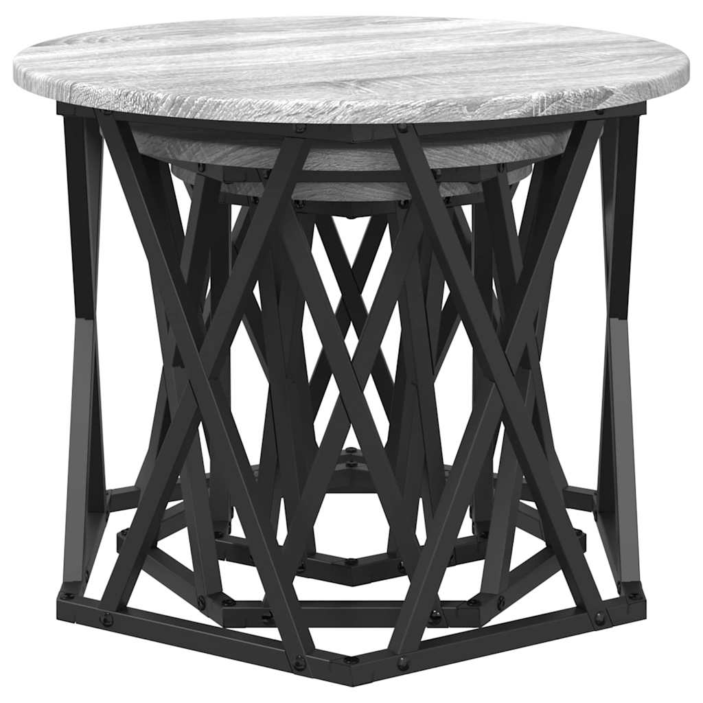 Masă laterală nesting 3 pcs sonoma gri 53 x 53 x 40 cm GartenMobel Dekor