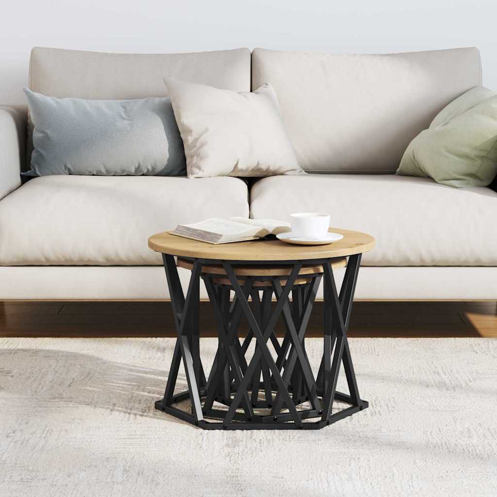 Masă laterală nesting 3 pcs stejar artizanal 53 x 53 x 40 cm GartenMobel Dekor