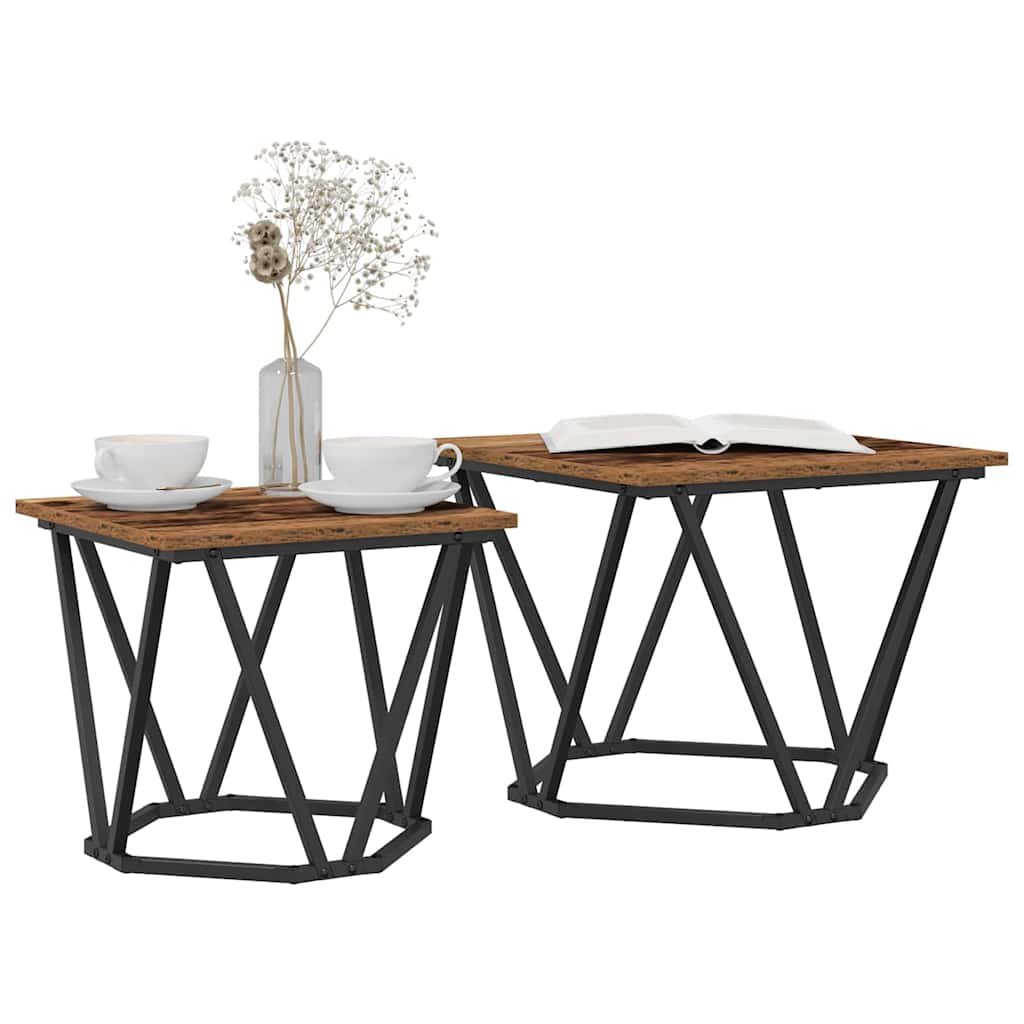 Set măsuțe laterale 2 pcs Lemn recuperat 50 x 50 x 40 cm GartenMobel Dekor