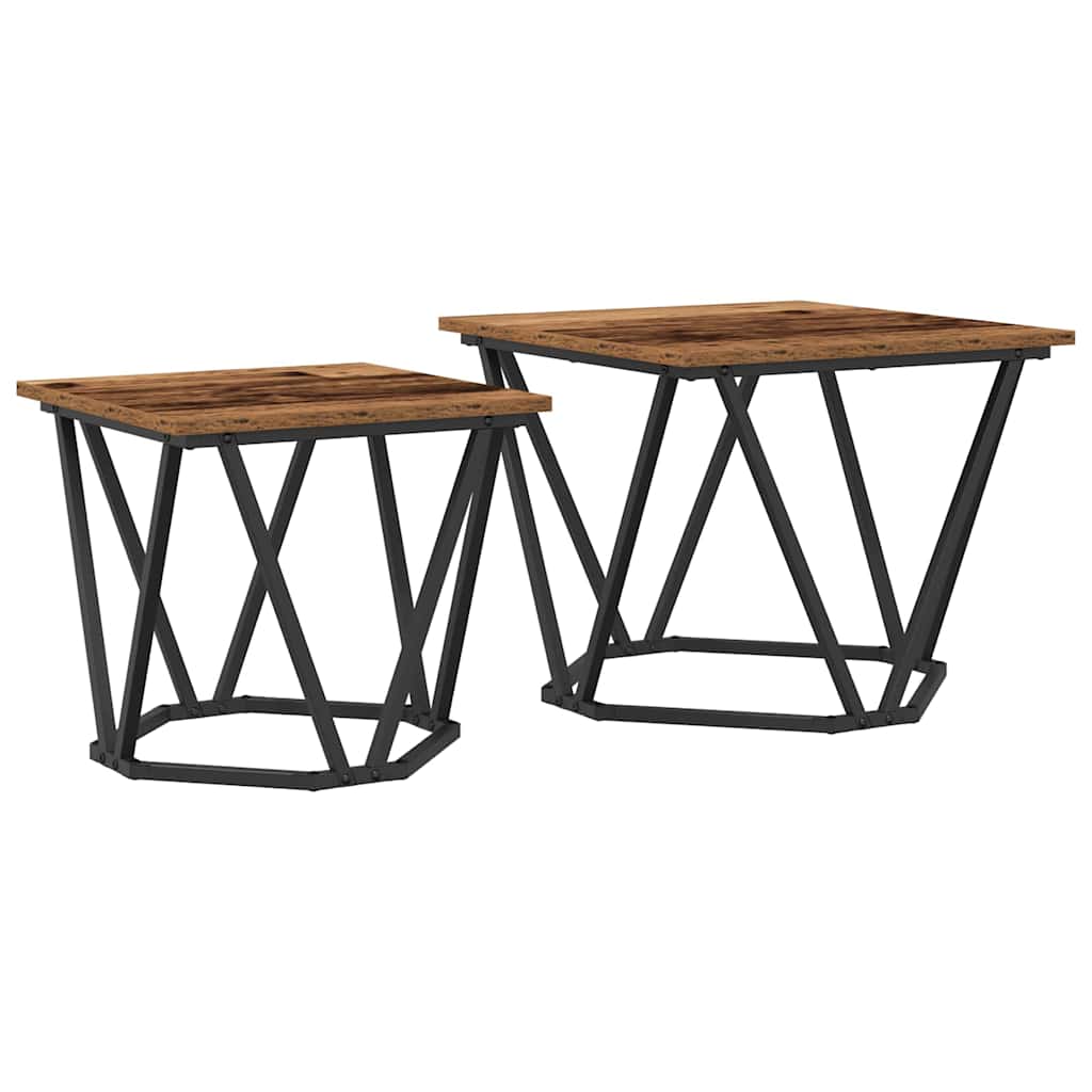 Set măsuțe laterale 2 pcs Lemn recuperat 50 x 50 x 40 cm GartenMobel Dekor