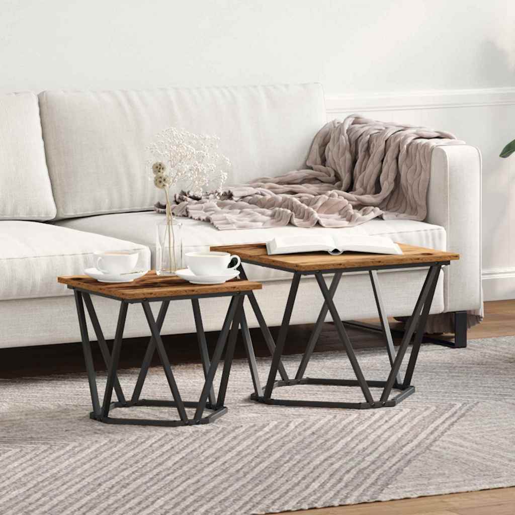 Set măsuțe laterale 2 pcs Lemn recuperat 50 x 50 x 40 cm GartenMobel Dekor