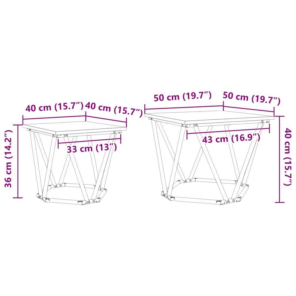 Set măsuțe laterale 2 pcs Stejar sonoma 50 x 50 x 40 cm GartenMobel Dekor