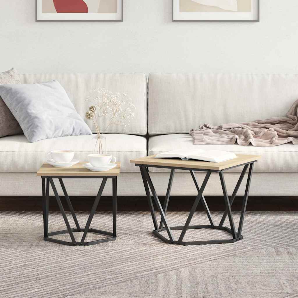 Set măsuțe laterale 2 pcs Stejar sonoma 50 x 50 x 40 cm GartenMobel Dekor
