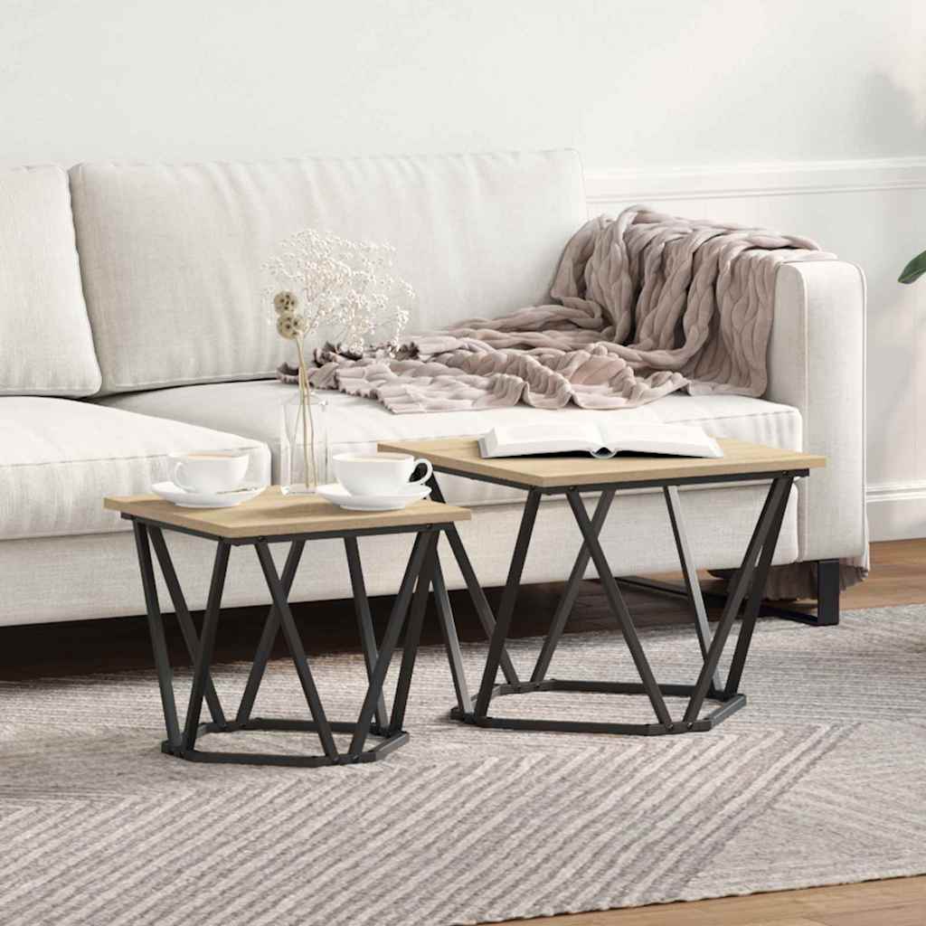 Set măsuțe laterale 2 pcs Stejar sonoma 50 x 50 x 40 cm GartenMobel Dekor