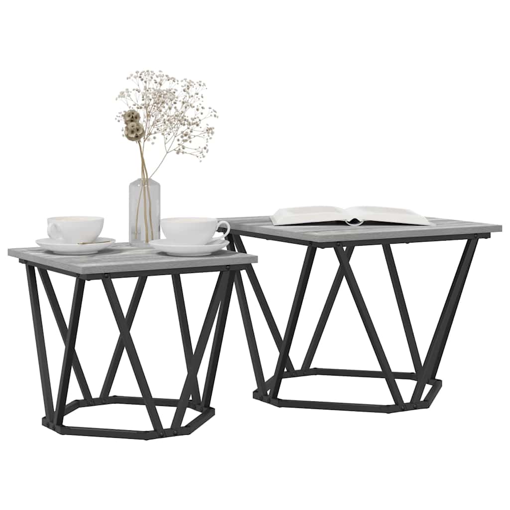 Set măsuțe laterale 2 pcs sonoma gri 50 x 50 x 40 cm GartenMobel Dekor