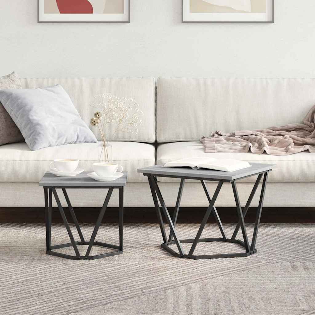 Set măsuțe laterale 2 pcs sonoma gri 50 x 50 x 40 cm GartenMobel Dekor
