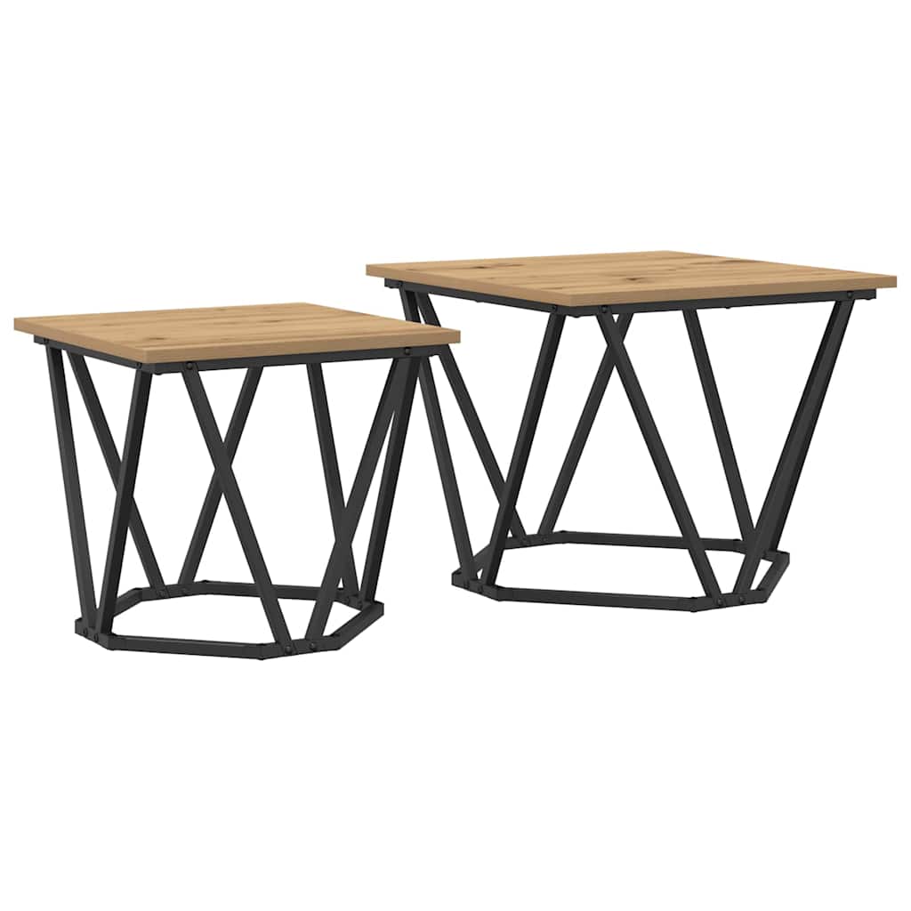 Set măsuțe laterale 2 pcs stejar artizanal 50 x 50 x 40 cm GartenMobel Dekor