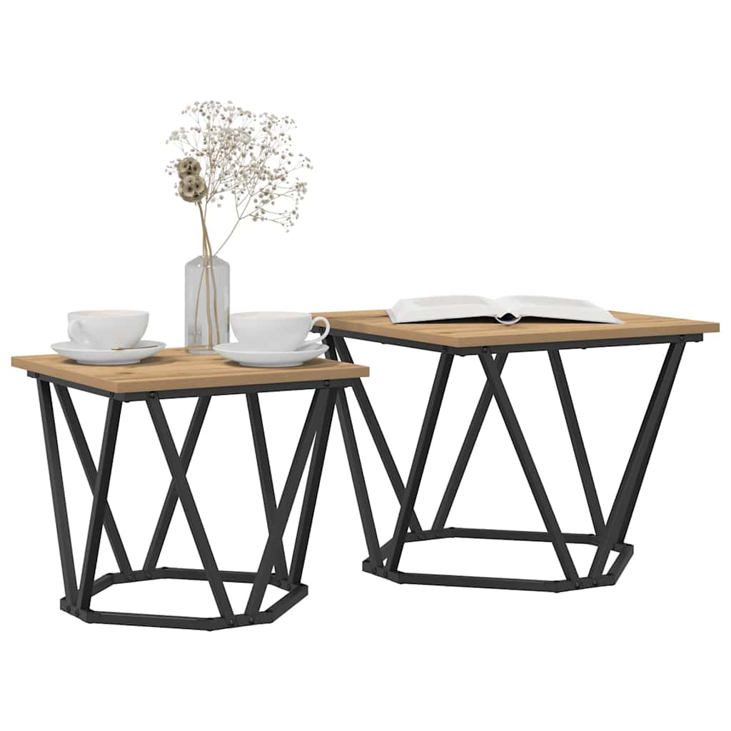 Set măsuțe laterale 2 pcs stejar artizanal 50 x 50 x 40 cm GartenMobel Dekor