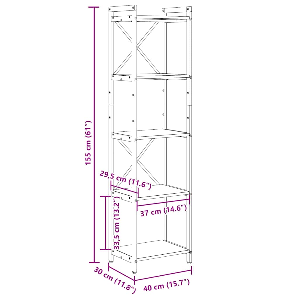 Bibliotecă Stejar sonoma 40 x 30 x 153 cm Lemn compozit GartenMobel Dekor