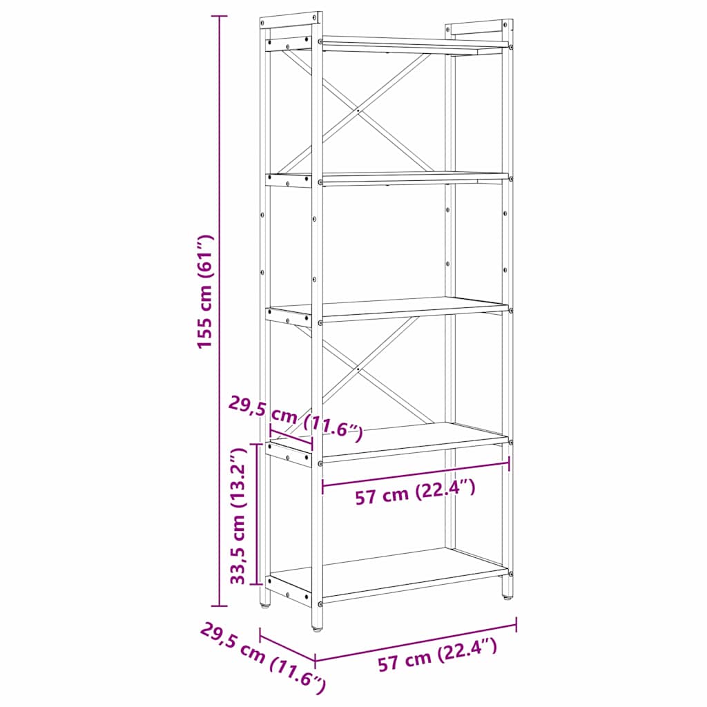 Bibliotecă Stejar sonoma 60 x 30 x 153 cm Lemn compozit GartenMobel Dekor