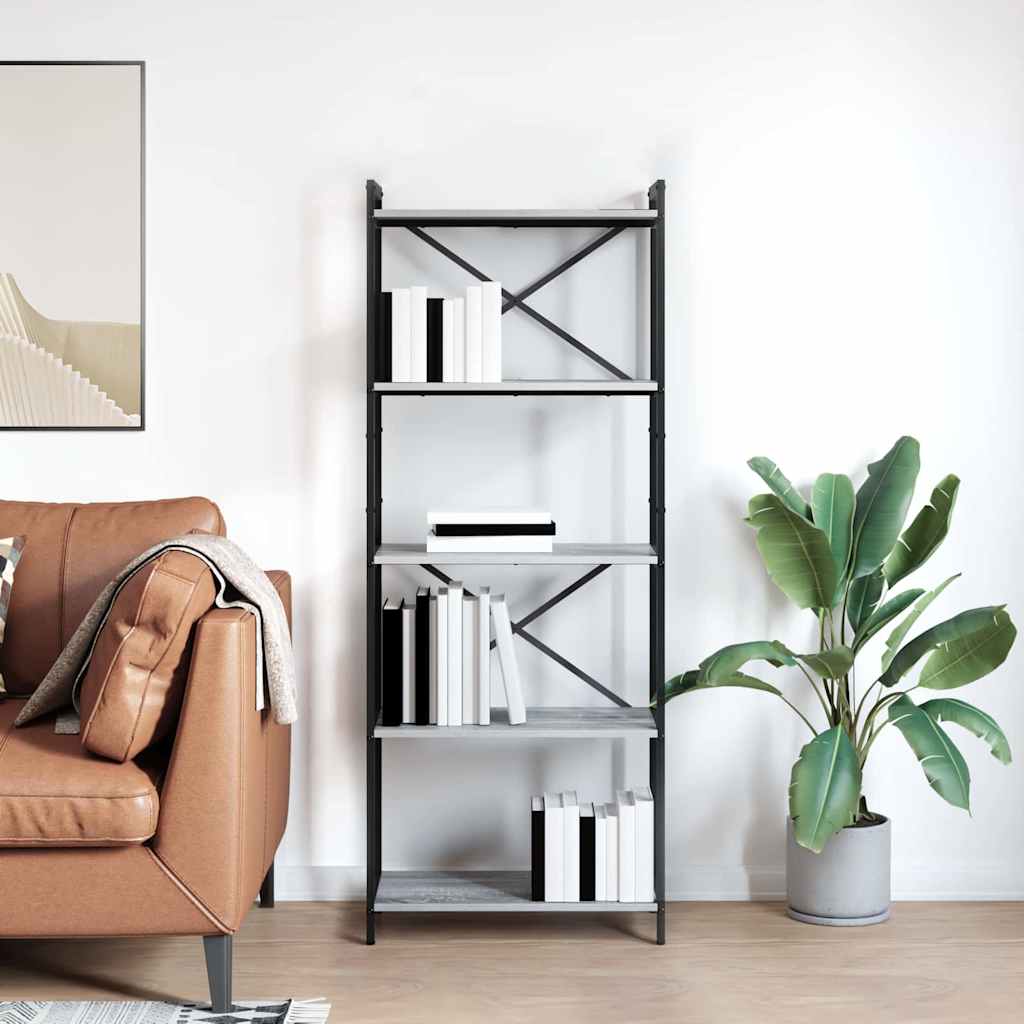 Bibliotecă sonoma gri 60 x 30 x 153 cm Lemn compozit GartenMobel Dekor