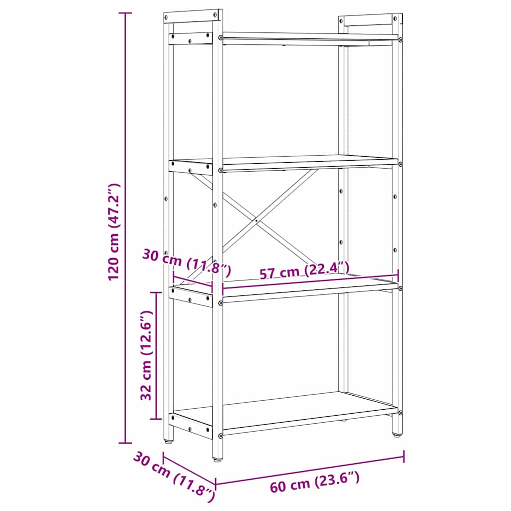 Bibliotecă Lemn vechi 60 x 30 x 118 cm Lemn compozit GartenMobel Dekor