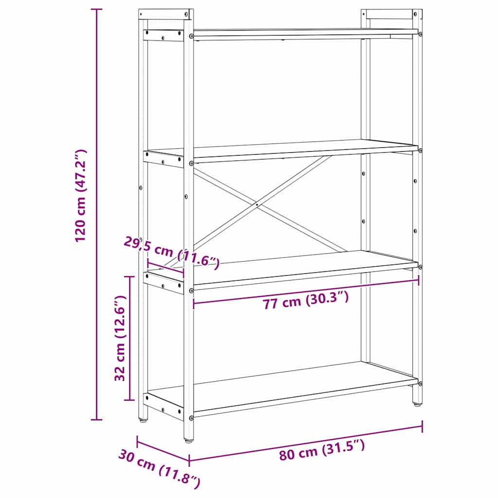 Bibliotecă Stejar sonoma 80 x 30 x 118 cm Lemn compozit GartenMobel Dekor
