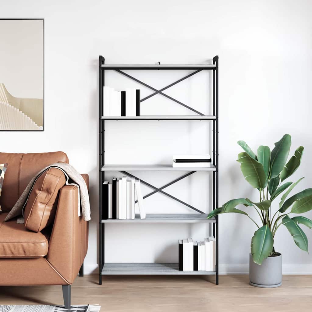 Bibliotecă sonoma gri 80 x 30 x 153 cm Lemn compozit GartenMobel Dekor