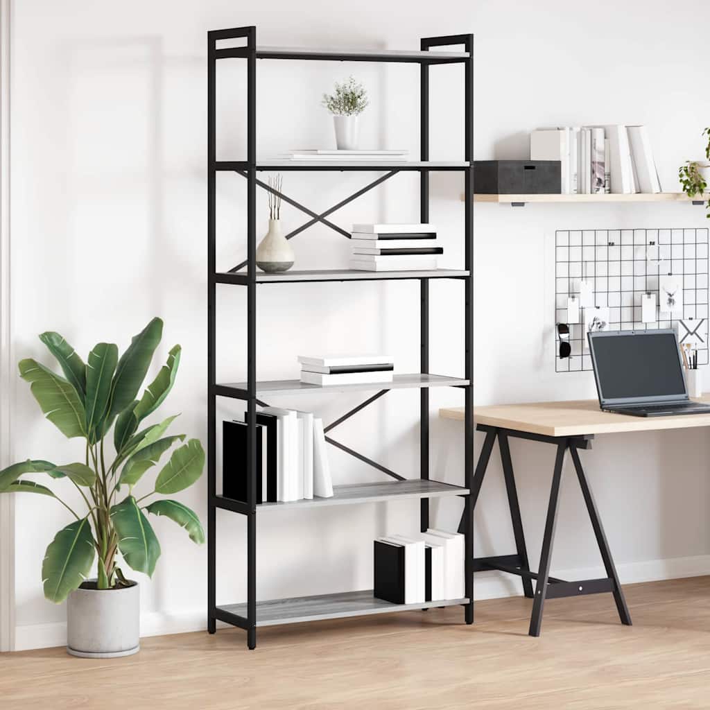 Bibliotecă sonoma gri 80 x 30 x 188 cm Lemn compozit GartenMobel Dekor
