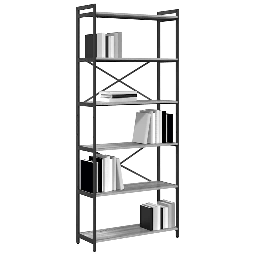 Bibliotecă sonoma gri 80 x 30 x 188 cm Lemn compozit GartenMobel Dekor