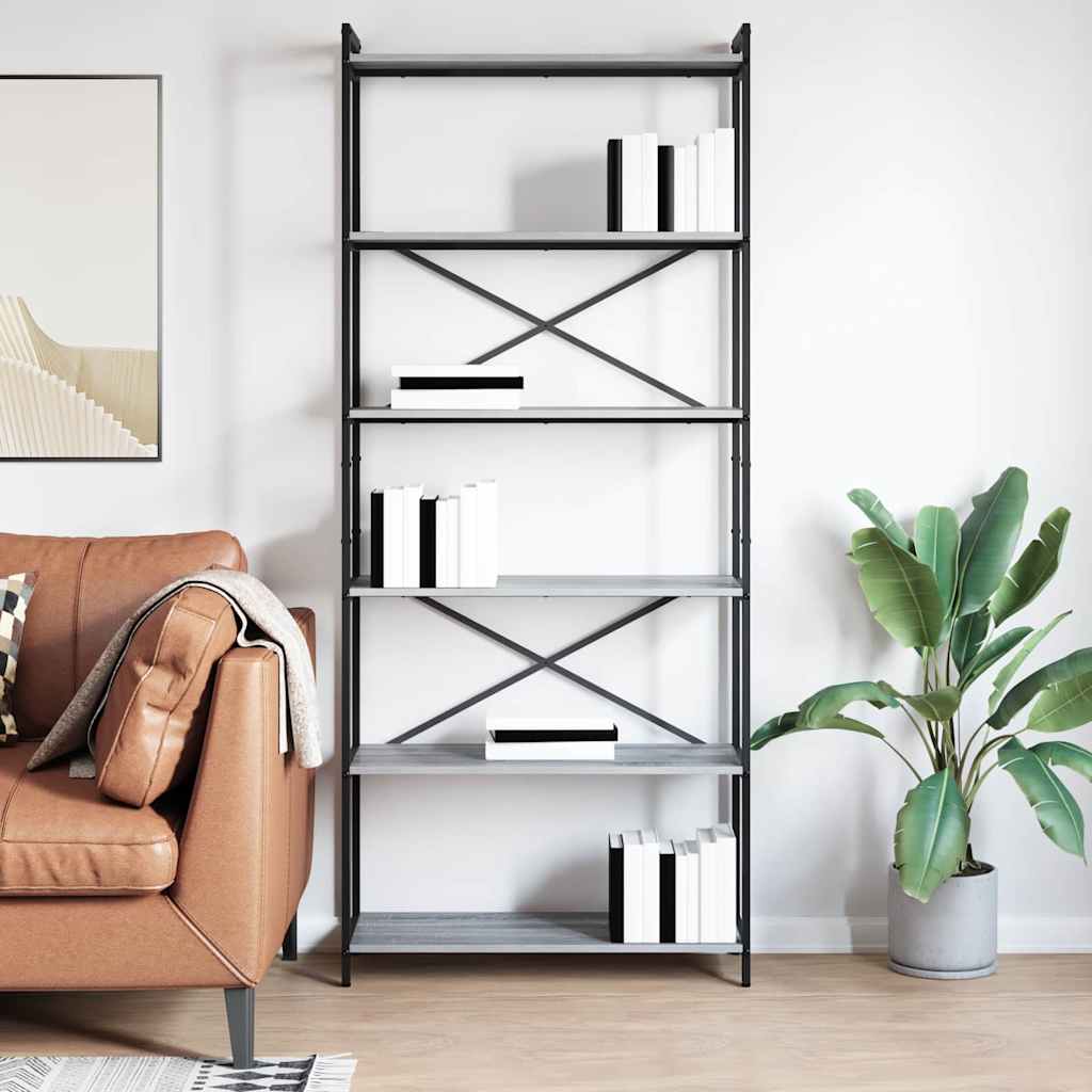 Bibliotecă sonoma gri 80 x 30 x 188 cm Lemn compozit GartenMobel Dekor