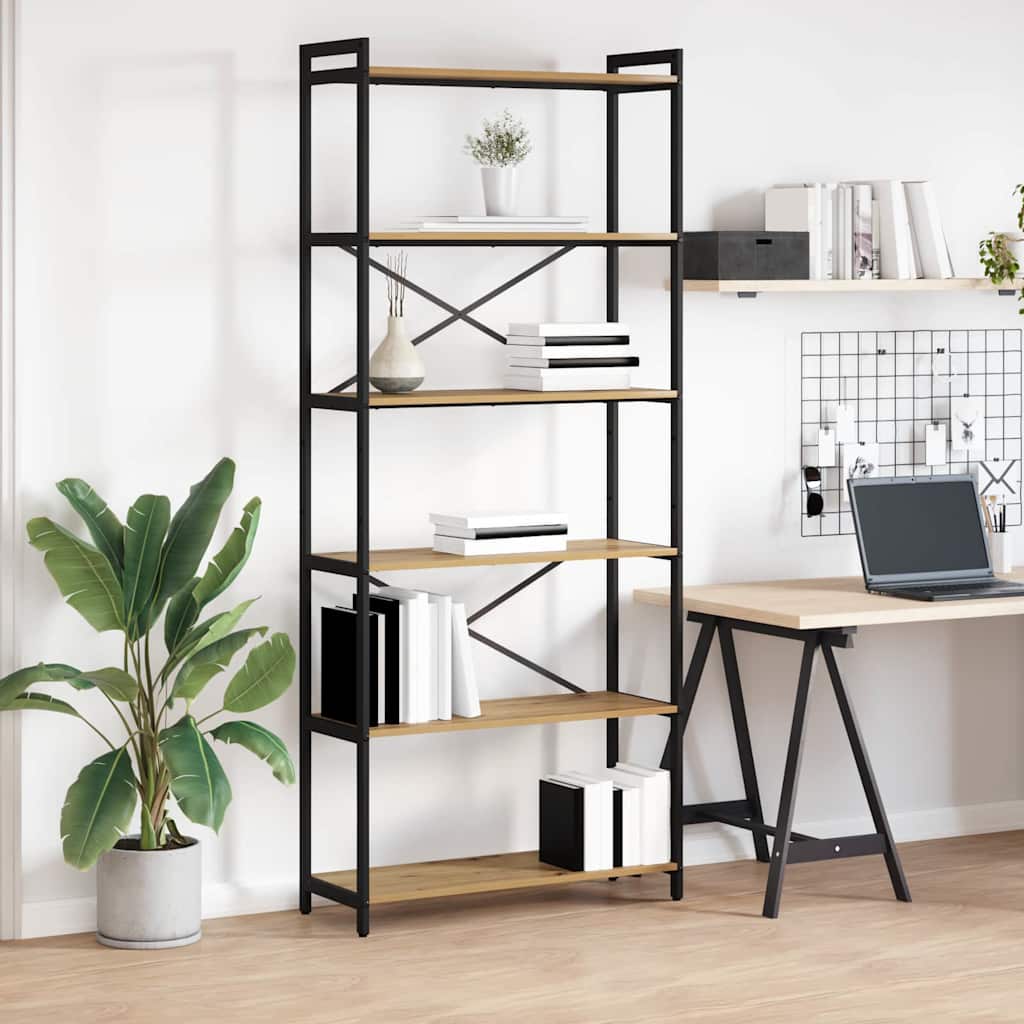 Bibliotecă stejar artizanal 80 x 30 x 188 cm Lemn compozit GartenMobel Dekor