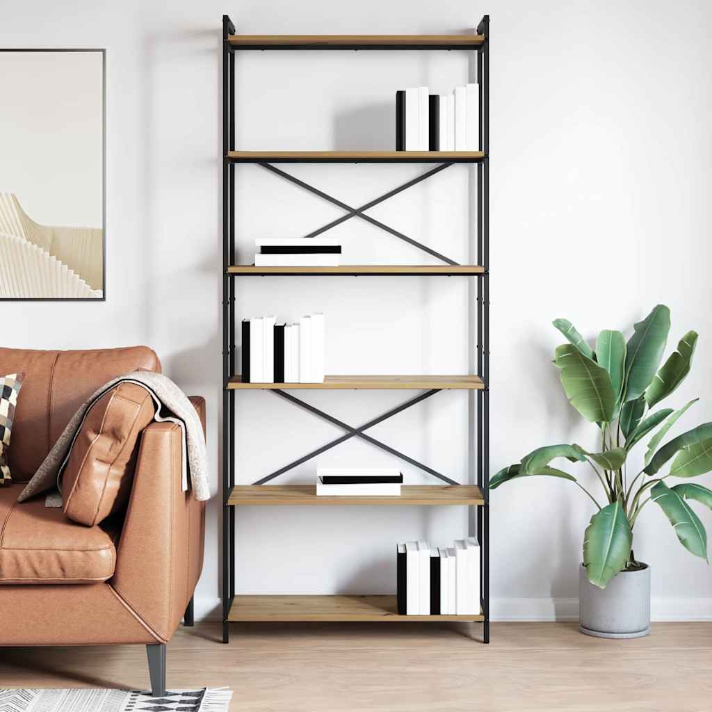 Bibliotecă stejar artizanal 80 x 30 x 188 cm Lemn compozit GartenMobel Dekor