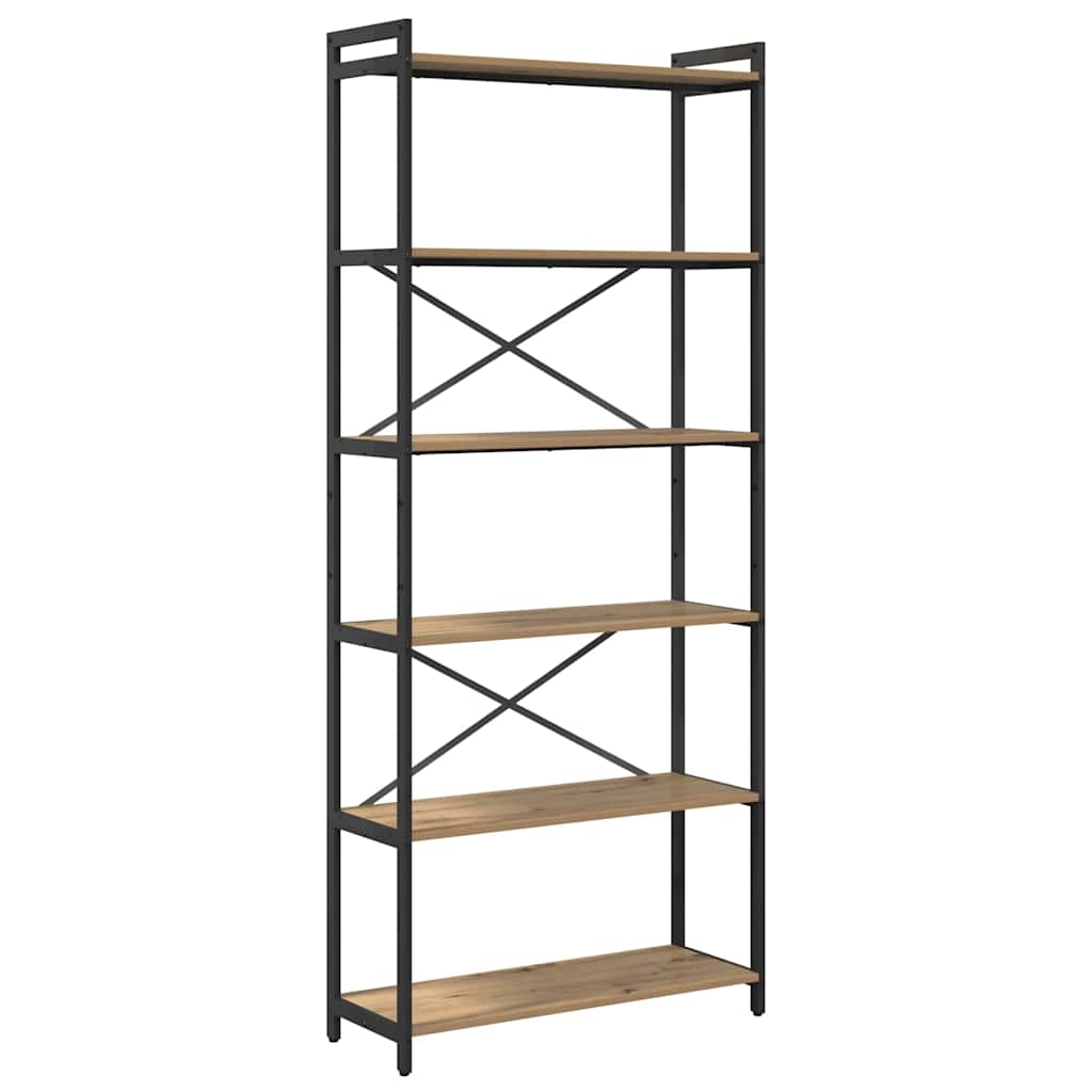 Bibliotecă stejar artizanal 80 x 30 x 188 cm Lemn compozit GartenMobel Dekor