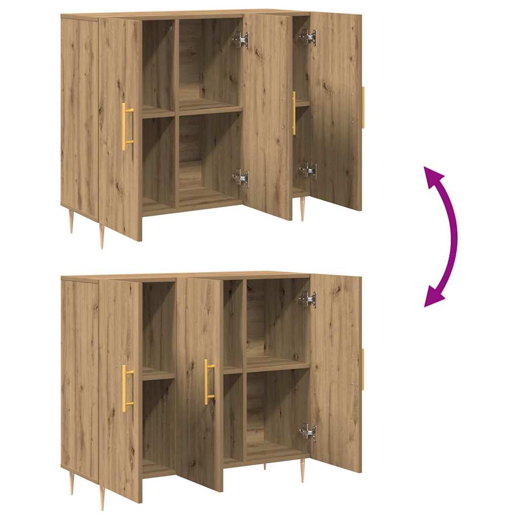 Bufet stejar artizanal 90 x 34 x 80 cm Lemn compozit GartenMobel Dekor