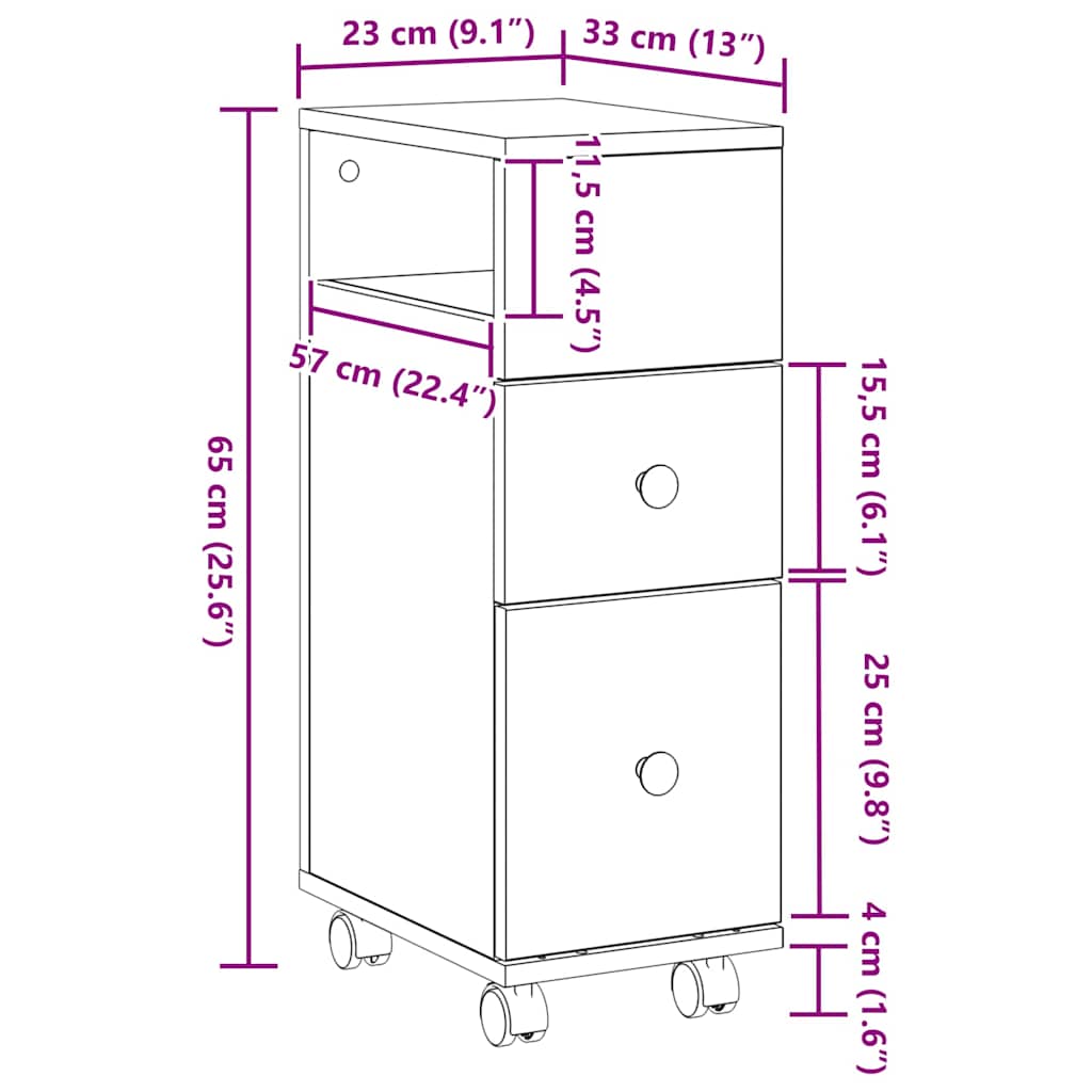 Cabinet Îngust pentru Baie Stejar negru 33 x 23 x 65 cm GartenMobel Dekor