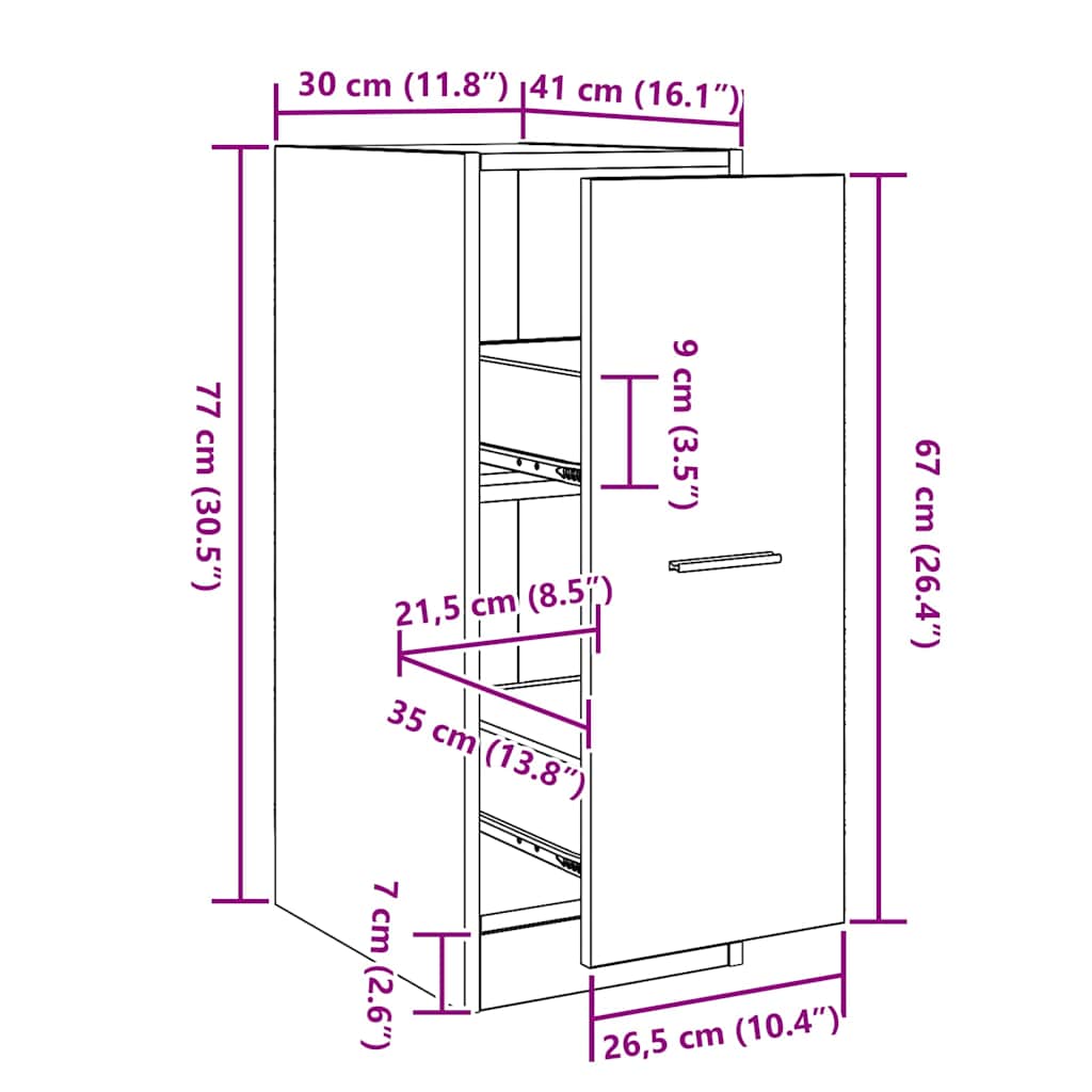 Cabinet de Apotecă Stejar negru 30 x 41 x 77.5 cm Lemn compozit GartenMobel Dekor