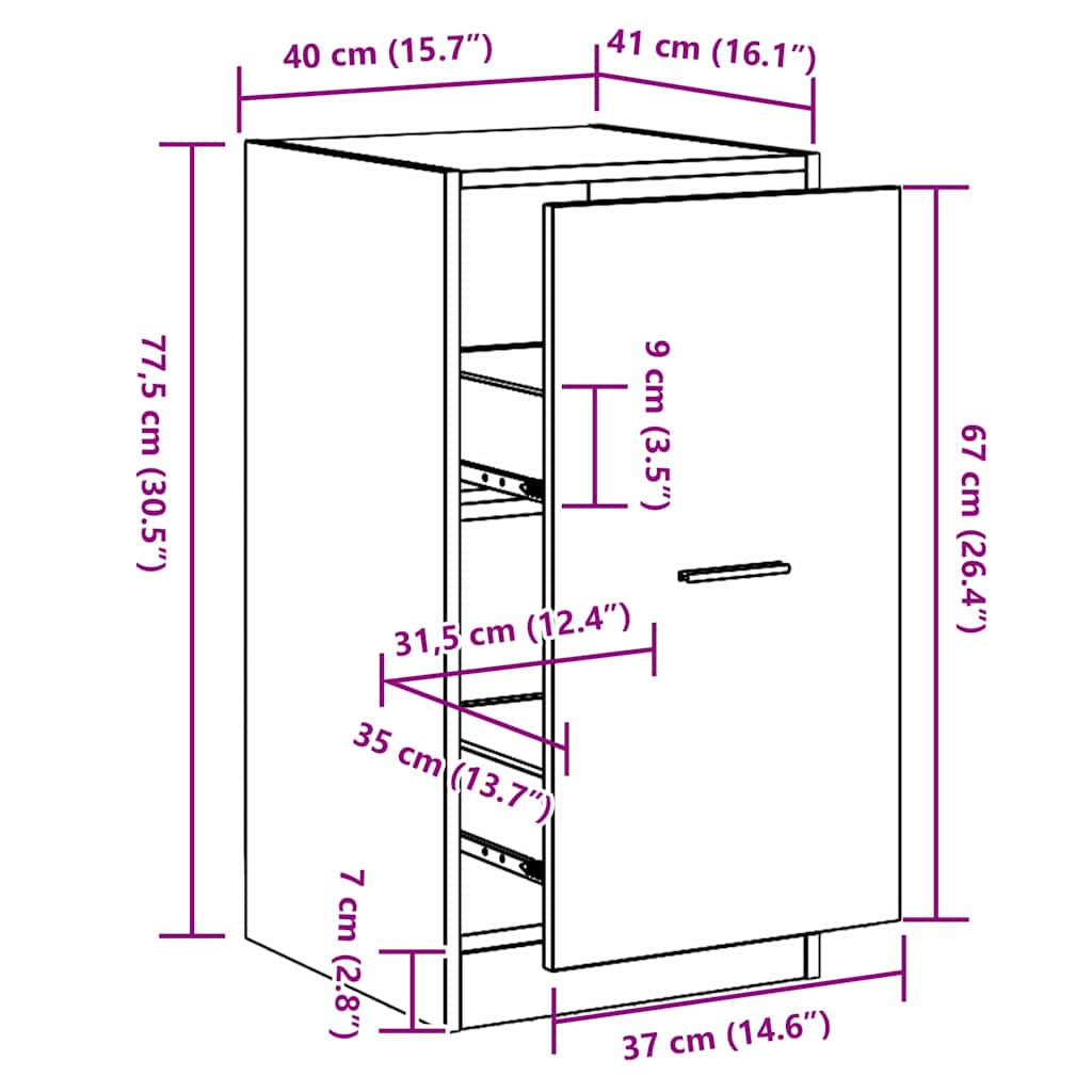Cabinet de Apotecă Stejar negru 40 x 41 x 77.5 cm Lemn compozit GartenMobel Dekor