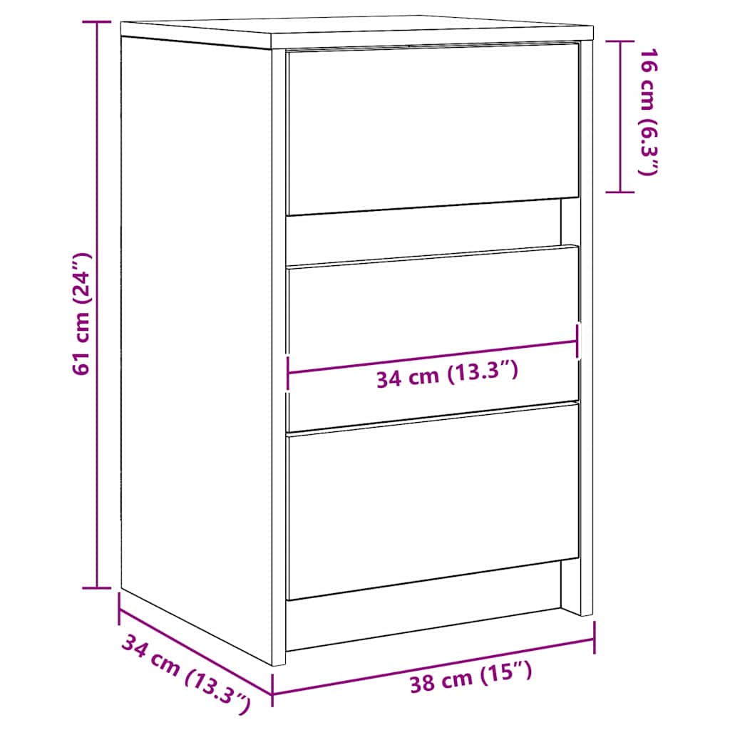 Dulap de noapte cu Lemn vechi 38 x 34 x 61 cm Lemn compozit GartenMobel Dekor