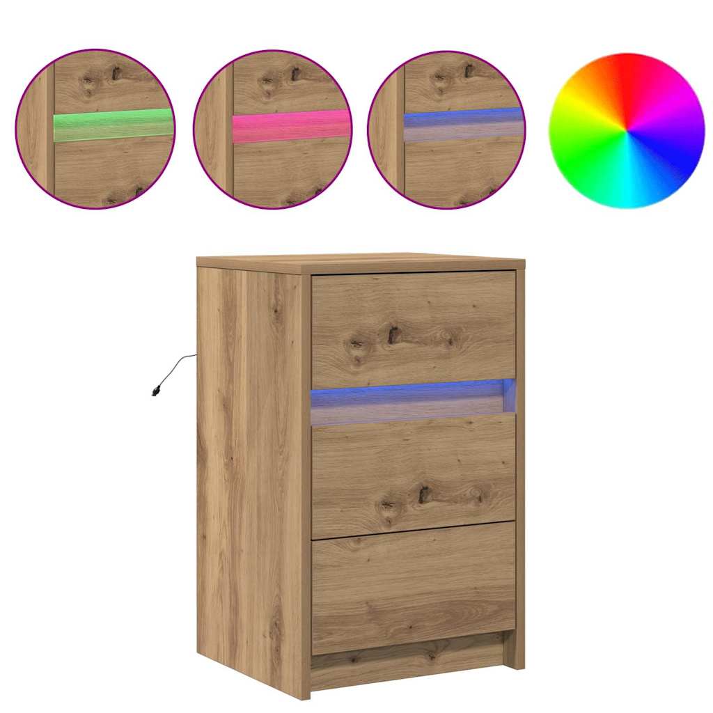 Dulap de noapte stejar artizanal 38 x 34 x 61 cm Lemn compozit GartenMobel Dekor