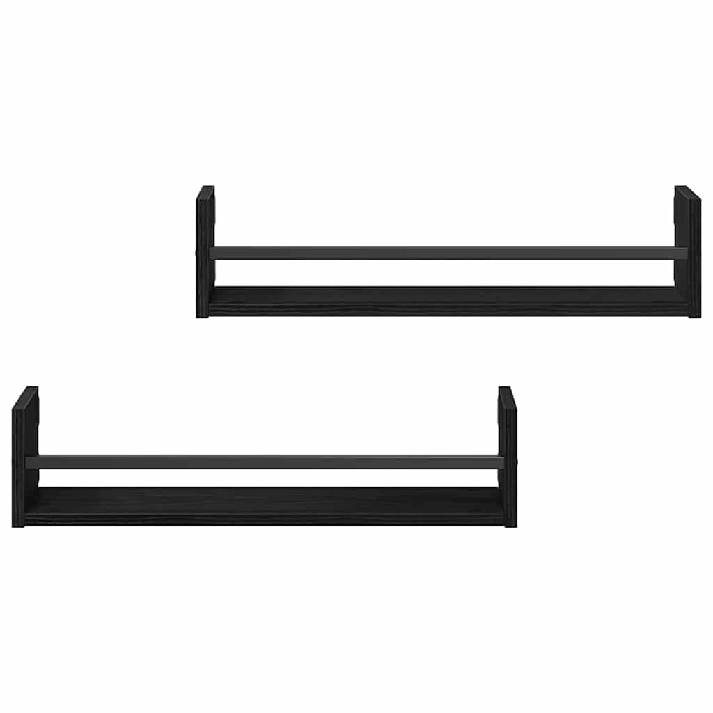 Raft de perete 2 pcs Stejar negru 60 x 16 x 14 cm Lemn compozit GartenMobel Dekor
