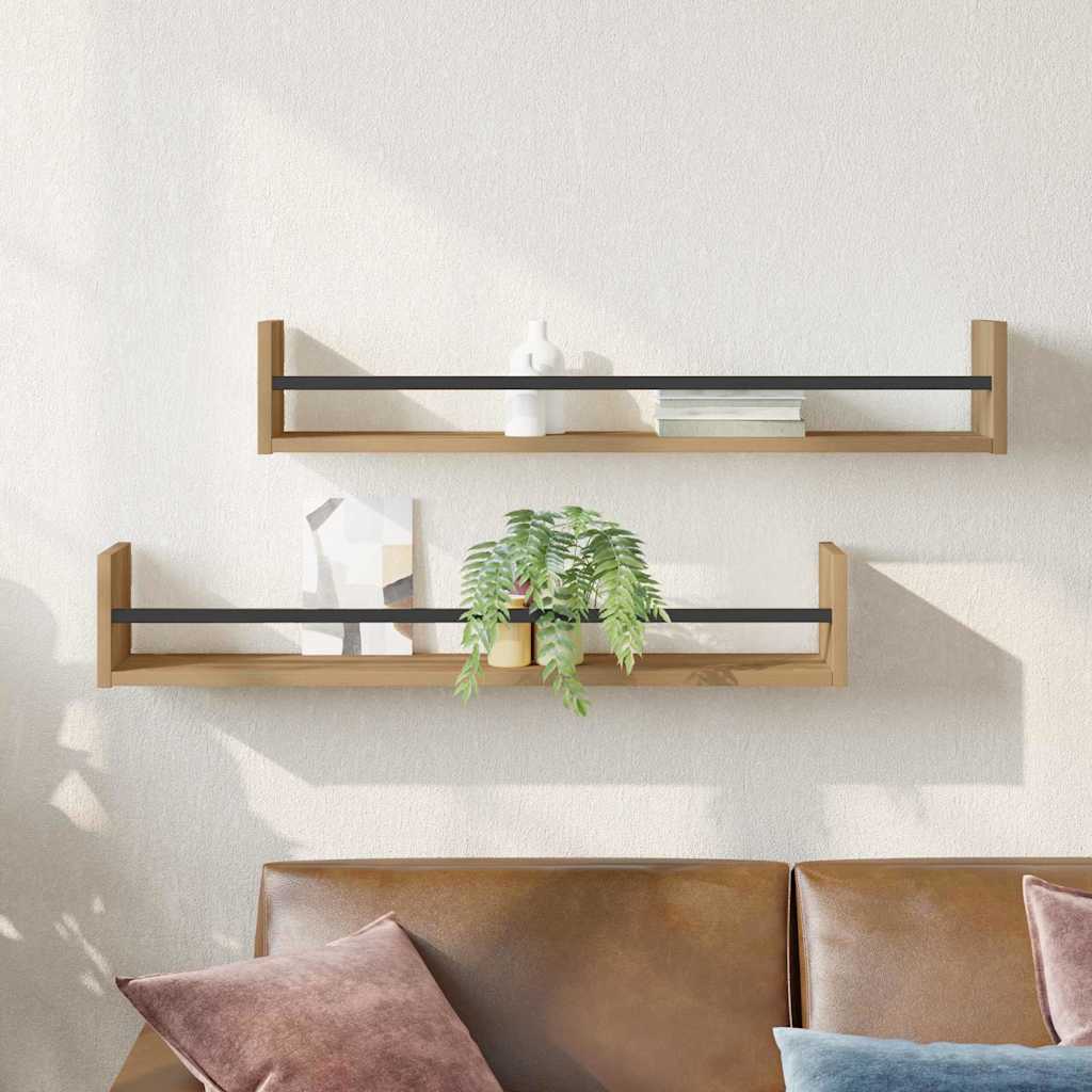 Raft de perete cu raft 2 pcs stejar artizanal 80 x 16 x 14 cm GartenMobel Dekor