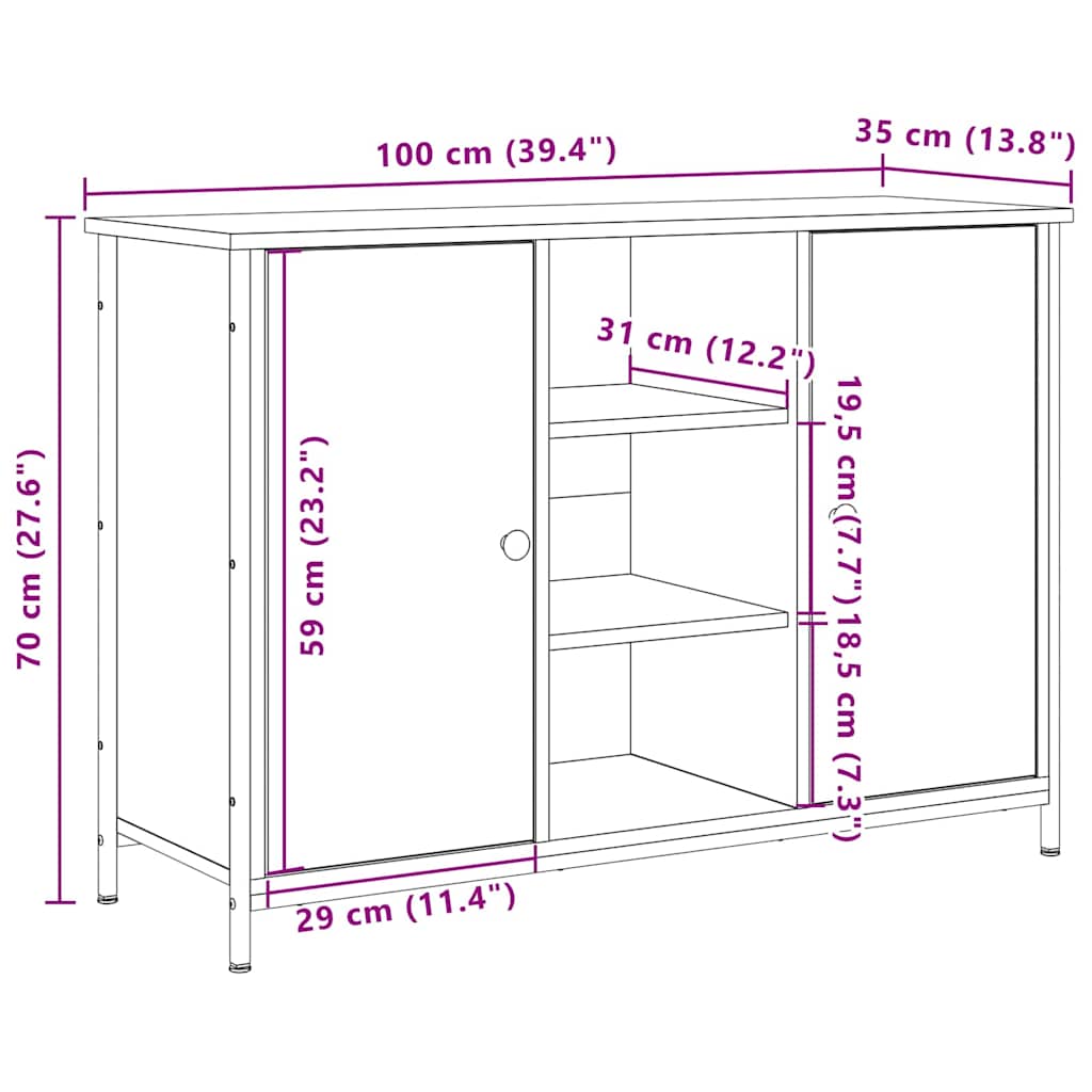 Bufet Lemn vechi 100 x 35 x 70 cm Lemn compozit GartenMobel Dekor