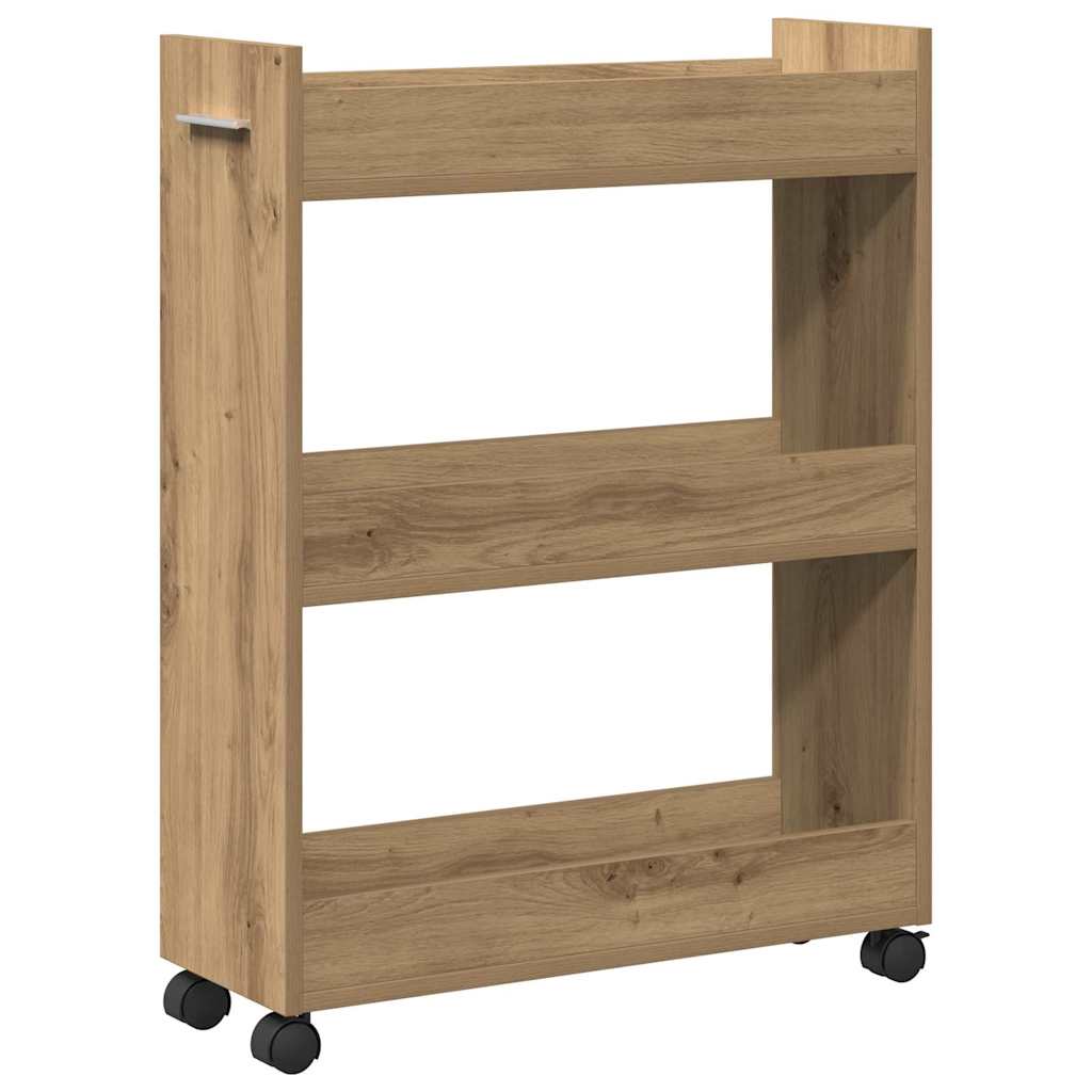 Dulap cu roata stejar artizanal 60 x 22 x 79 cm Lemn compozit GartenMobel Dekor