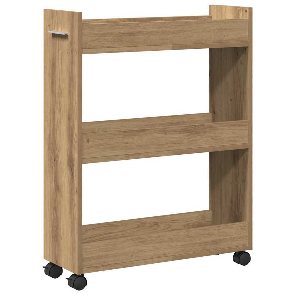 Dulap cu roata stejar artizanal 60 x 22 x 79 cm Lemn compozit GartenMobel Dekor