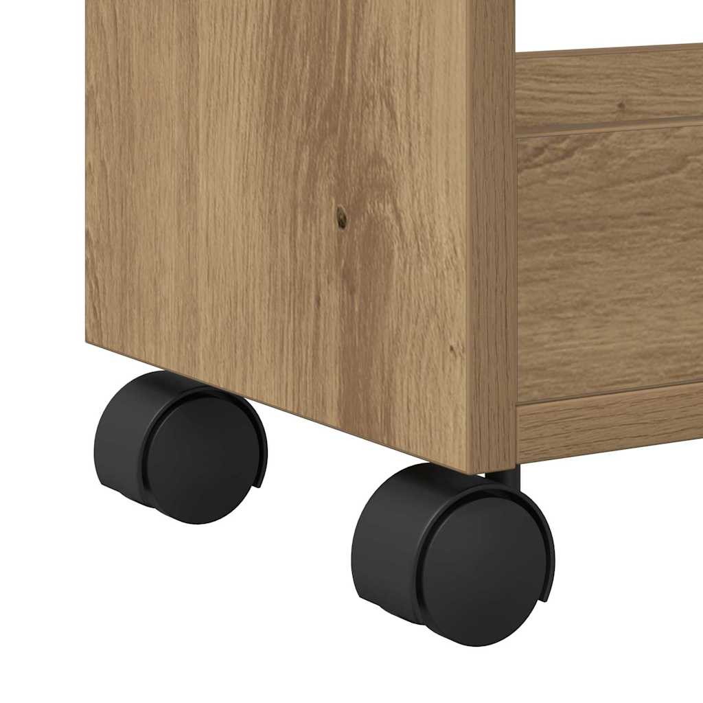 Dulap cu roata stejar artizanal 60 x 22 x 79 cm Lemn compozit GartenMobel Dekor