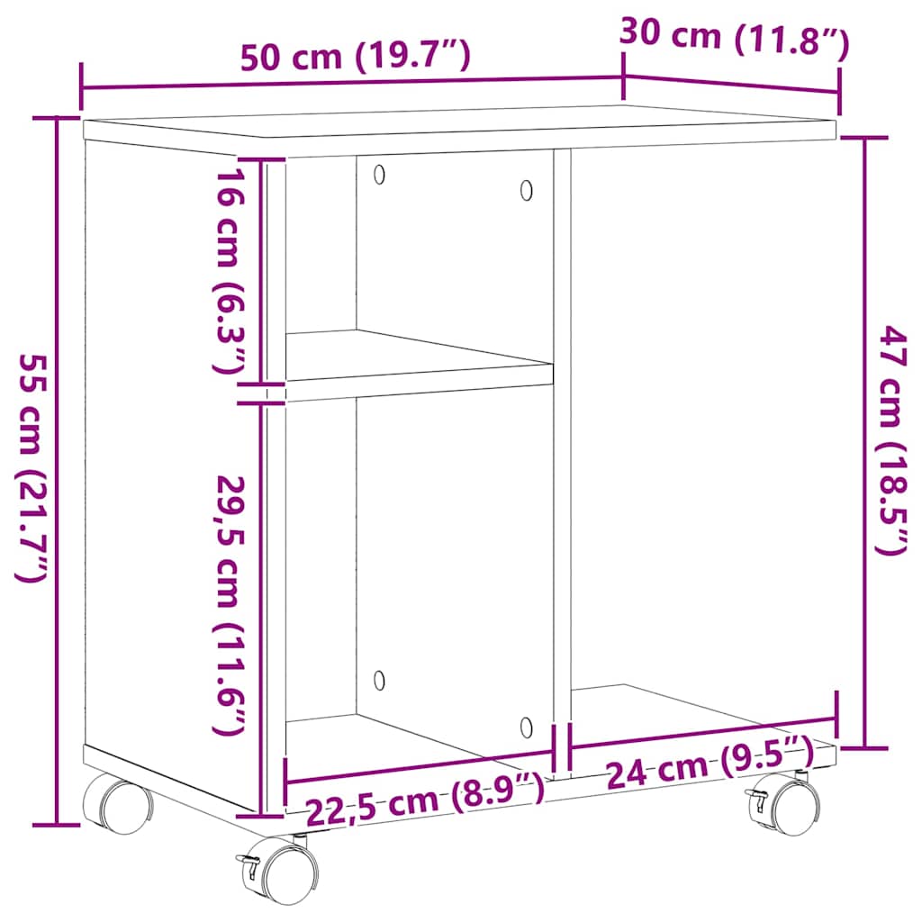 Masă laterală Stejar negru 50 x 30 x 55 cm Lemn compozit GartenMobel Dekor